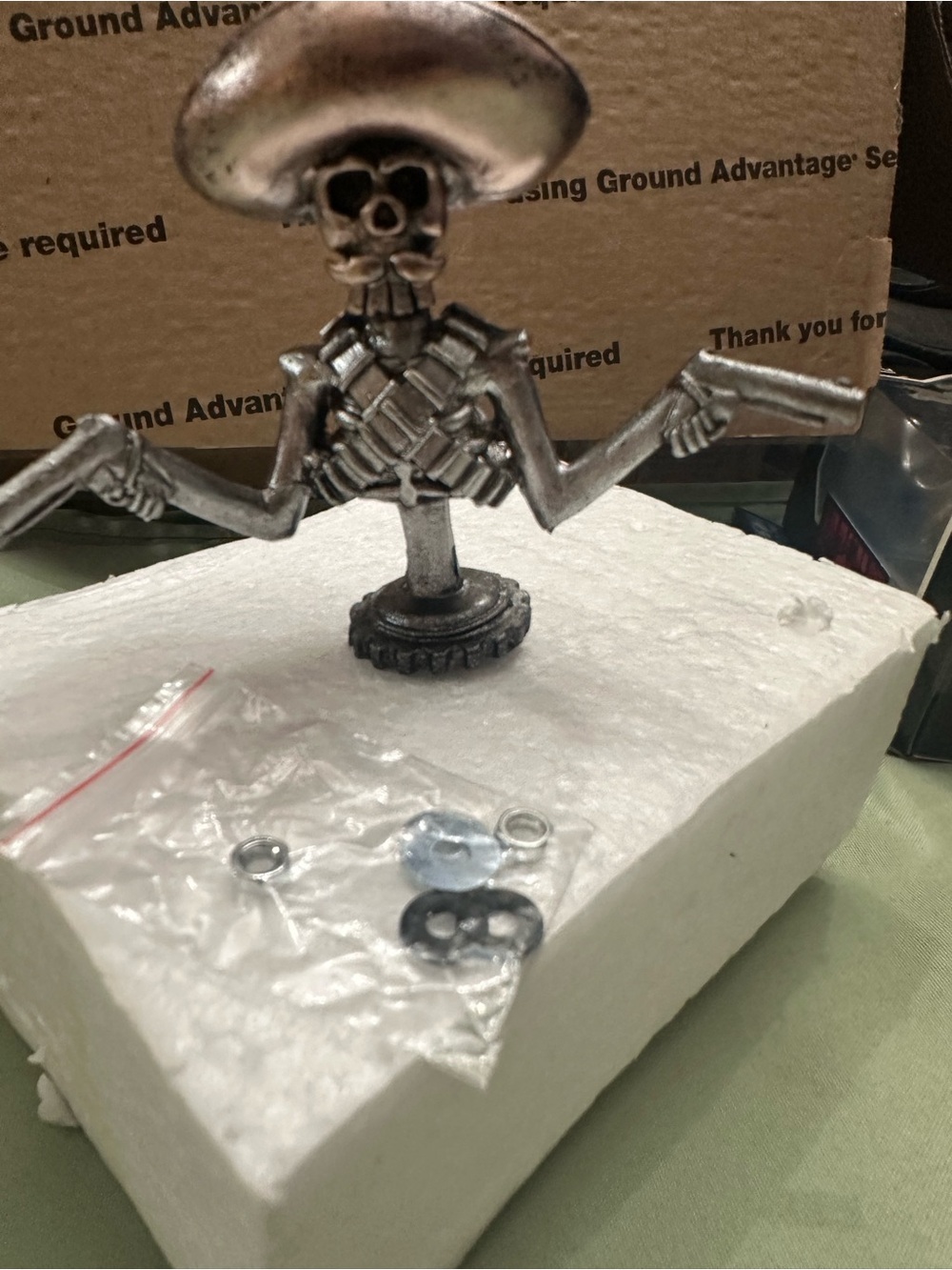 Silver Skeleton Guitarist old school vehicle hood ornaments